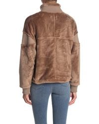 adidas originals faux fur high neck top in green