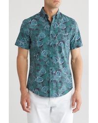 14th & Union - Palm Print Seersucker Button-down Shirt - Lyst