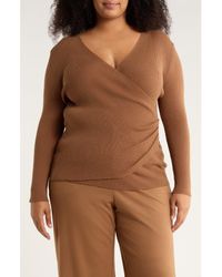 Max Studio - Faux Wrap Knit Sweater - Lyst