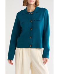 Tahari - Collar Button Front Cardigan - Lyst