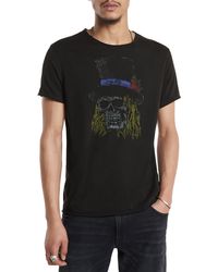 John Varvatos - Raw Edge Skull Top Hat Graphic T-shirt - Lyst