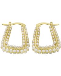Panacea - Imitation Pearl Hoop Earrings - Lyst