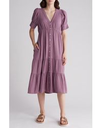 Madewell - Lightspun Tiered Button Front Midi Dress - Lyst