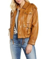 Lucky Brand Womens Zip Front Leather Jacket