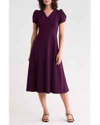 Calvin Klein - Tulip Sleeve A-Line Midi Dress - Lyst