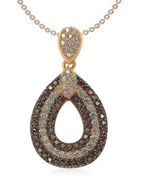 Suzy Levian - Pave Cz Teardrop Shape Pendant Necklace - Lyst