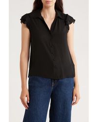 Tahari - Tiered Flutter Sleeve Button-Up Shirt - Lyst