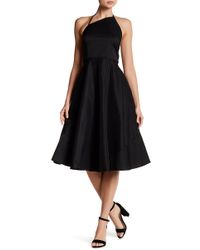 Betsey Johnson Asymmetrical Halter Tea Length Dress - Black