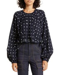 Cinq À Sept - Embroidered Balloon Sleeve Cotton Top - Lyst