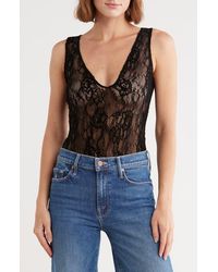 GOOD AMERICAN - Lace Deep V-Neck Bodysuit - Lyst