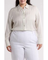 Vince - Stripe Sculpted Silk Blend Button-Up Shirt - Lyst