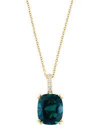 Effy - 14k Yellow Gold Lab Created Emerald & Lab Created Diamond Pendant Necklace - Lyst