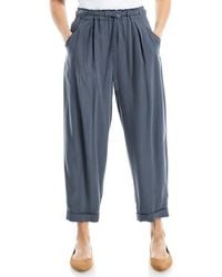 Max Studio - Brushed Twill Belted Cuffed Barrel Leg Pants - Lyst