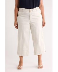 Democracy - Button Pocket Crop Wide Leg Pants - Lyst