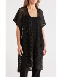Vince Camuto - Sequin Embellished Open Knit Short Sleeve Duster - Lyst