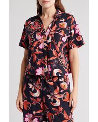 Laundry by Shelli Segal - Floral Print Crop Button-up Shirt - Lyst