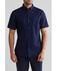 14th & Union - Slim Fit Short Sleeve Linen Blend Button-down Shirt - Lyst