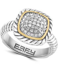 Effy - 18k Gold Plated Sterling Silver Pavé Diamond Cushion Ring - Lyst