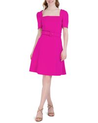 Donna Ricco - Square Neck Belted Fit & Flare Dress - Lyst
