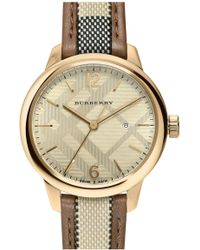 Burberry Women's Check Woven Leather Strap Watch - Multicolour