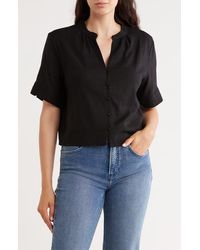 Halogen® - Short Sleeve Crop Button-Up Top - Lyst