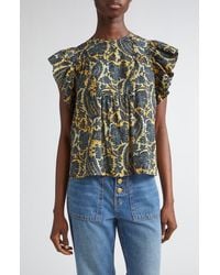 Ulla Johnson - Sienna Flutter Sleeve Top - Lyst