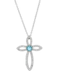 Savvy Cie Jewels - Cz Cross Pendant Necklace - Lyst