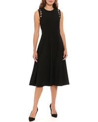 London Times - Ottoman Grommet Sleeveless Midi Dress - Lyst