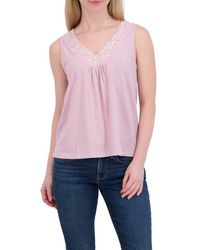 Lucky Brand - Embroidered V-Neck Cotton Tank - Lyst