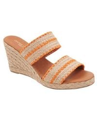 Andre Assous - Nolita Raffia Espadrille Platform Wedge Slide Sandal - Lyst