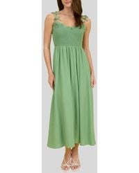 Blu Pepper - Bow Strap Smocked Fit & Flare Midi Dress - Lyst