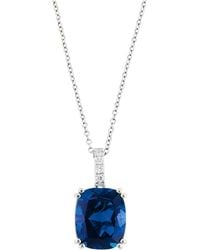 Effy - 14k White Gold Lab Created Sapphire & Lab Created Diamond Pendant Necklace - Lyst