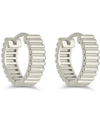 Sterling Forever - Lila Ribbed Huggie Hoop Earrings - Lyst