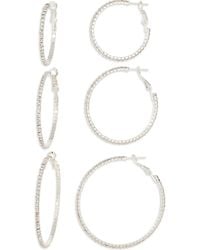 Tasha - Set Of 3 Crystal Hoop Earrings - Lyst