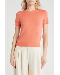 Theory - P Regal Short Sleeve Wool Blend Sweater - Lyst