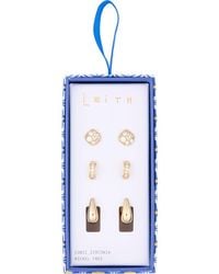Leith - Pack Of 3 Assorted Hoop & Stud Earrings - Lyst