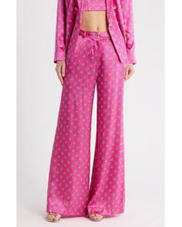 L'Agence - Pilar Wide Leg Silk Pants - Lyst