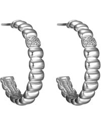 John Hardy - Sterling Silver Bedeg Diamond Pave Small 23mm Hoop Earrings - Lyst