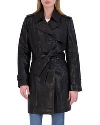 Tahari - Natalie Leather Trench Coat - Lyst