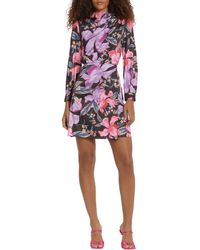 DONNA MORGAN FOR MAGGY - Floral Long Sleeve Minidress - Lyst