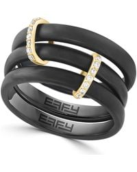 Effy - Two-Tone Diamond Stacked Triple Band Ring - Lyst