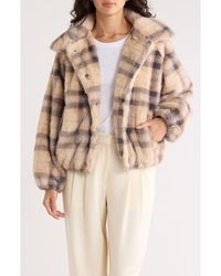 Democracy - Plaid Faux Fur Bomber Jacket - Lyst