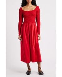Damson Madder - Malinda Smocked Long Sleeve Organic Cotton Maxi Dress - Lyst