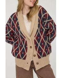 Blu Pepper - Argyle Cotton Button Front Cardigan - Lyst