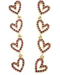 Panacea - Pink Crystal Open Heart Linear Drop Earrings - Lyst