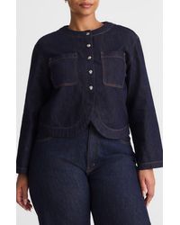 Madewell - Collarless Denim Cutaway Jacket - Lyst