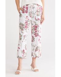 Ellen Tracy - Wide Leg Linen Blend Drawstring Crop Pants - Lyst