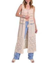 Saachi - Crochet Longline Duster Cardigan - Lyst