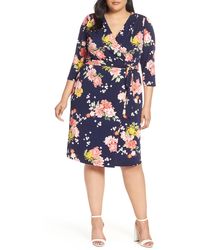 floral ruched chiffon faux wrap dress eliza j