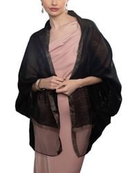 Saachi - Shimmer Border Metallic Trim Scarf - Lyst